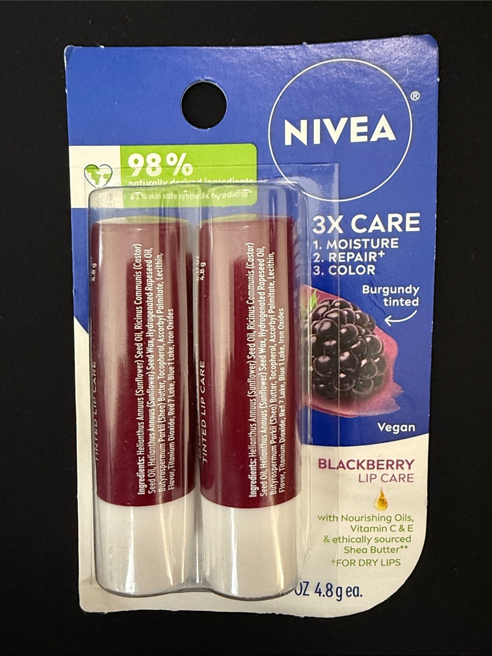 NWT NIVEA Blackberry Tinted Lip Care